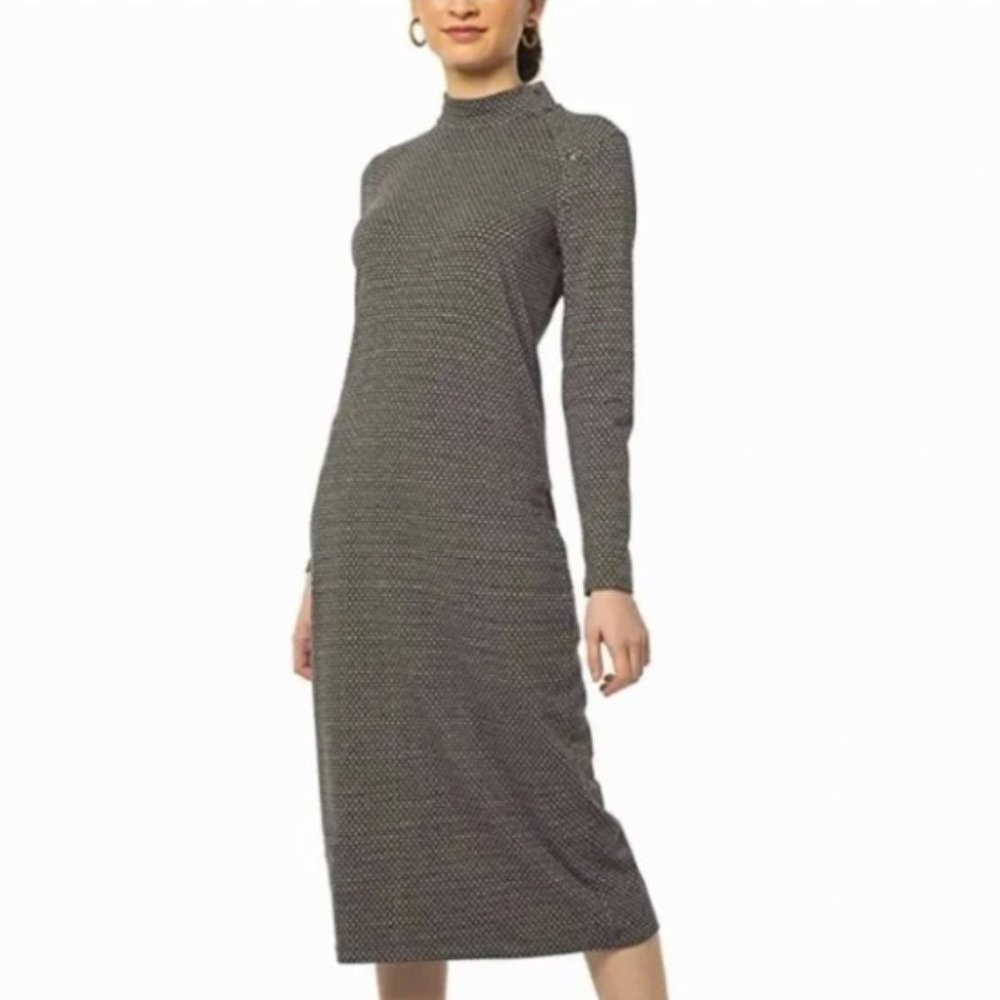 Synergy Organic Clothing Pebble Ginger Midi Mock Neck Dress